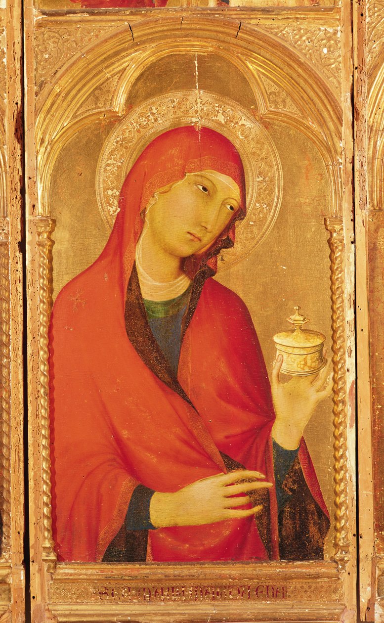 Saint Catherine of Alexandria Polyptykon, detalje af Maria Magdalena, 1319 (tempera på træ) af Simone Martini