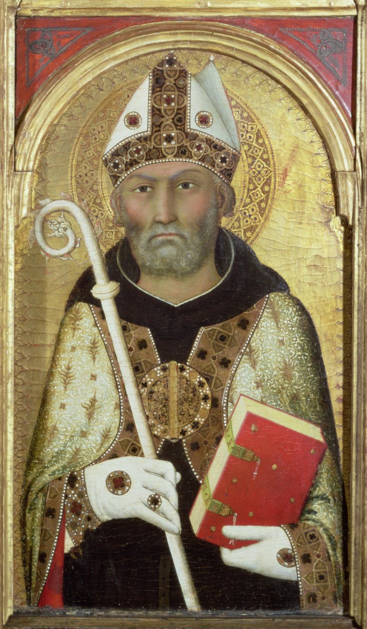 St. Augustine, ca. 1319 (tempera med guld på panel) (detalje af 58835) af Simone Martini