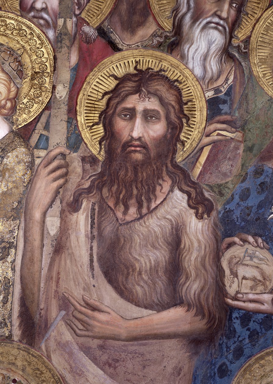 Maesta: St. John the Baptist, 1315 freskodetalje af 51591 af Simone Martini