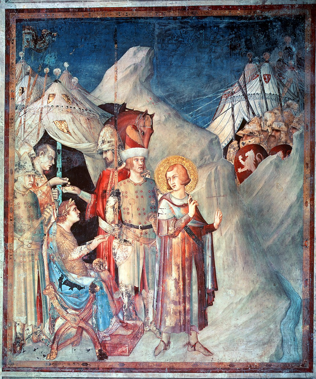 St. Martin, der giver afkald på sit liv som soldat, fra St. Martins liv, 1326 af Simone Martini