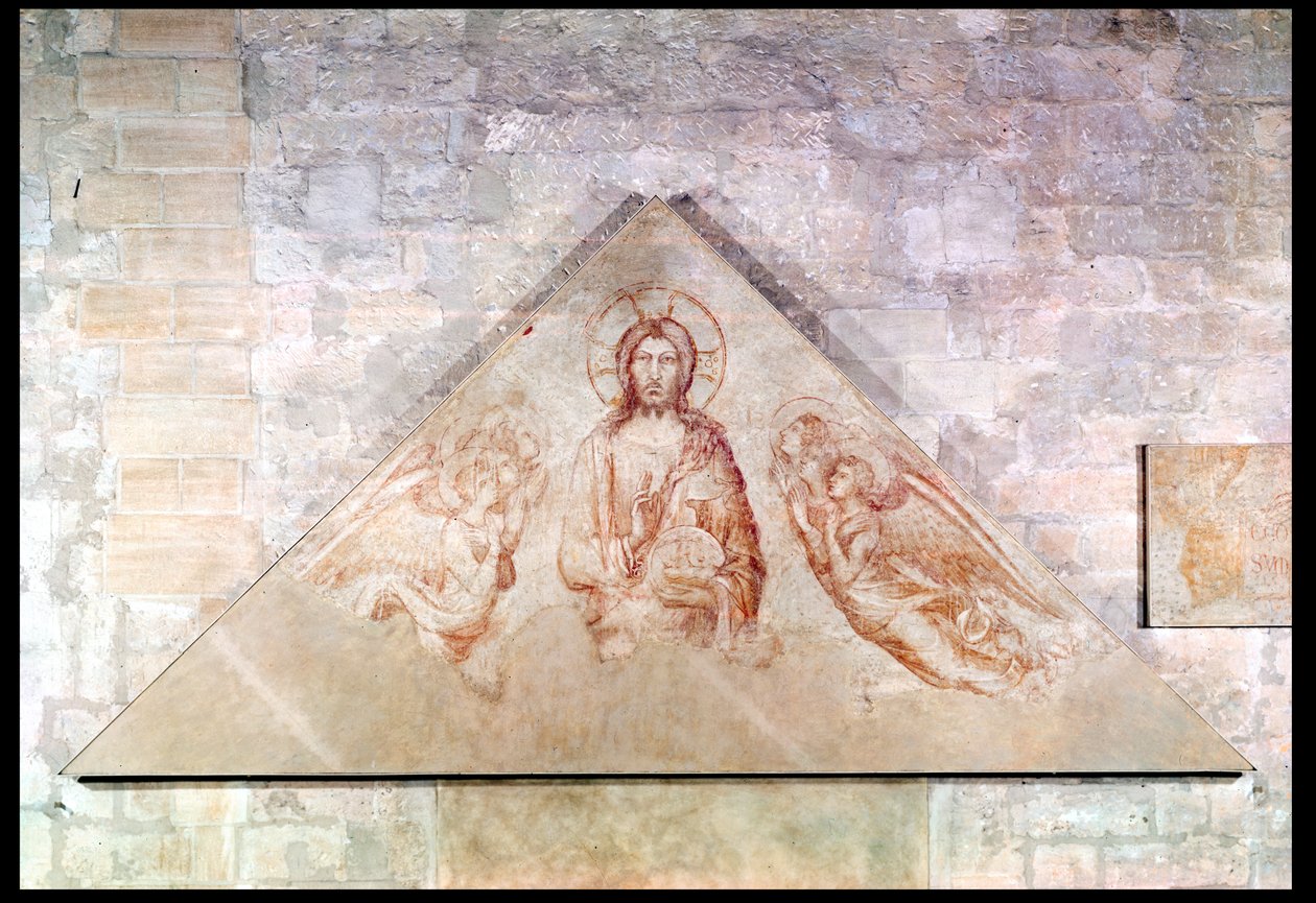 Tympanon, der forestiller Kristus Frelser omgivet af engle, 1341 af Simone Martini