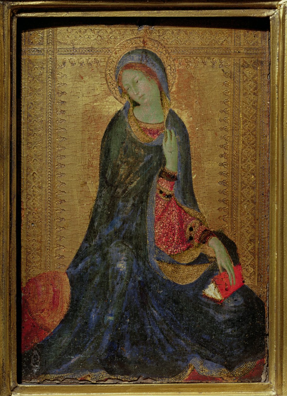 Virgin Annunciate, højre panel af diptykon, 1340-44 (tempera på panel) af Simone Martini
