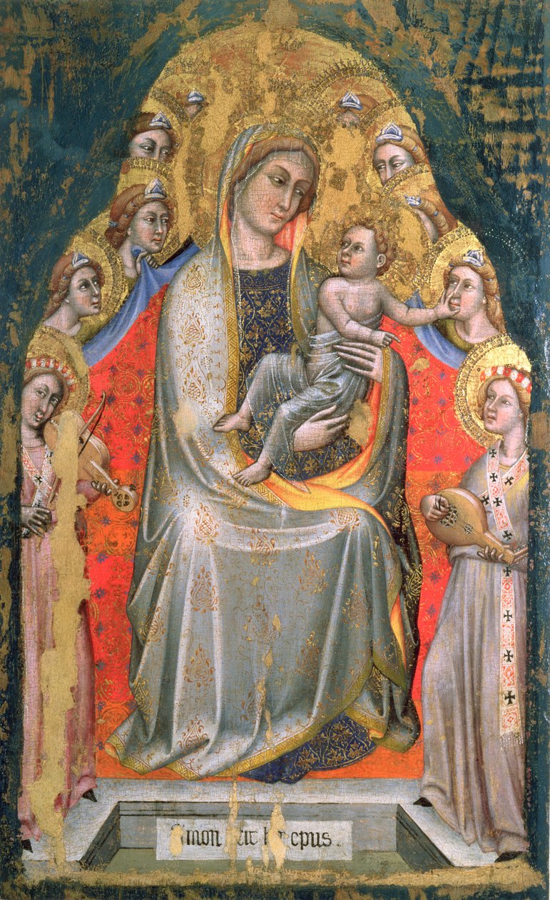 Madonna and Child Enthroned with Angels (panel) af Simone dei Crocifissi