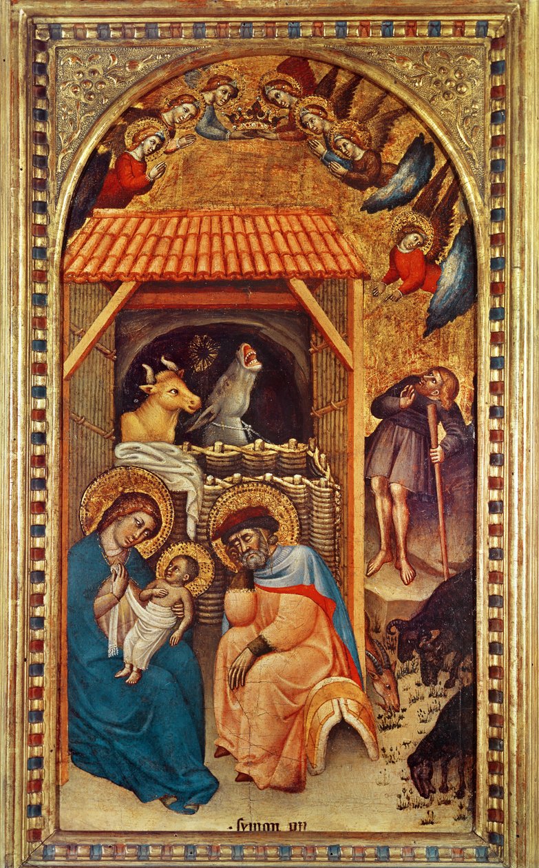 Nativity, ca. 1380 (tempera på panel) af Simone dei Crocifissi