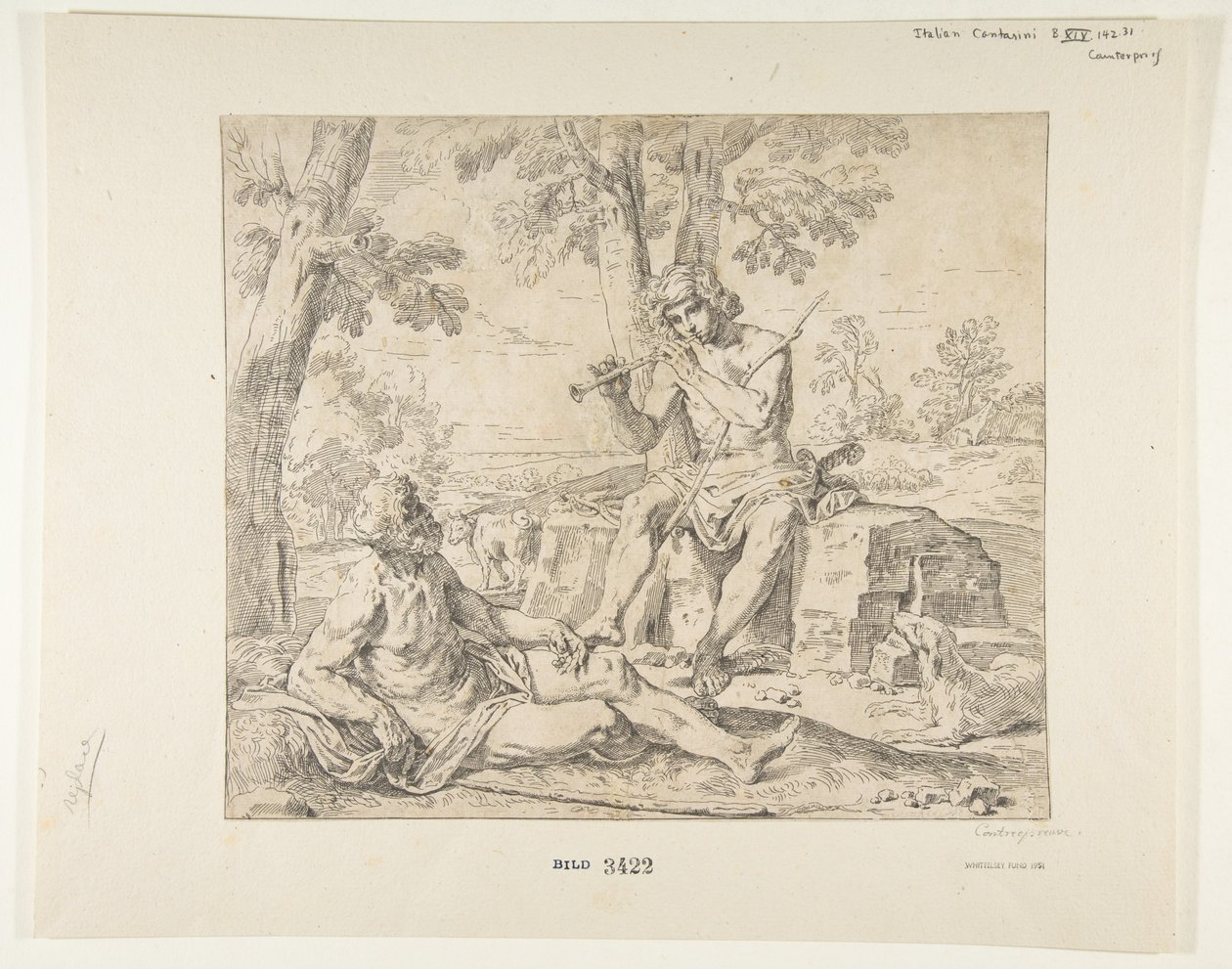 Merkur og Argus, ca.1630-1648. af Simone Cantarini