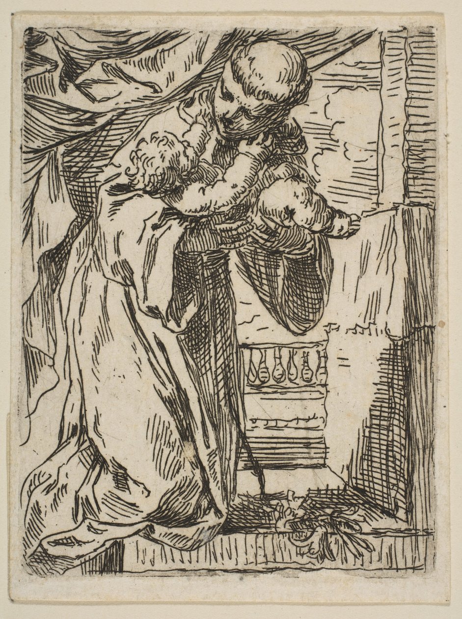 Sankt Antonius af Padova holder Kristusbarnet, ca.1635-1636. af Simone Cantarini