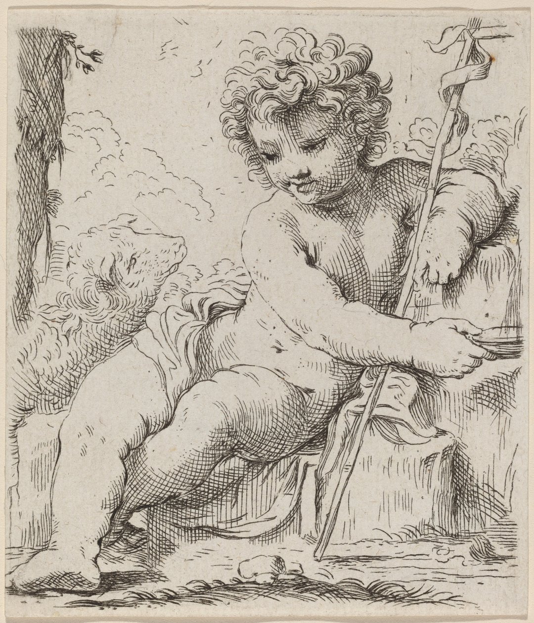 Spædbarnet Saint John af Simone Cantarini