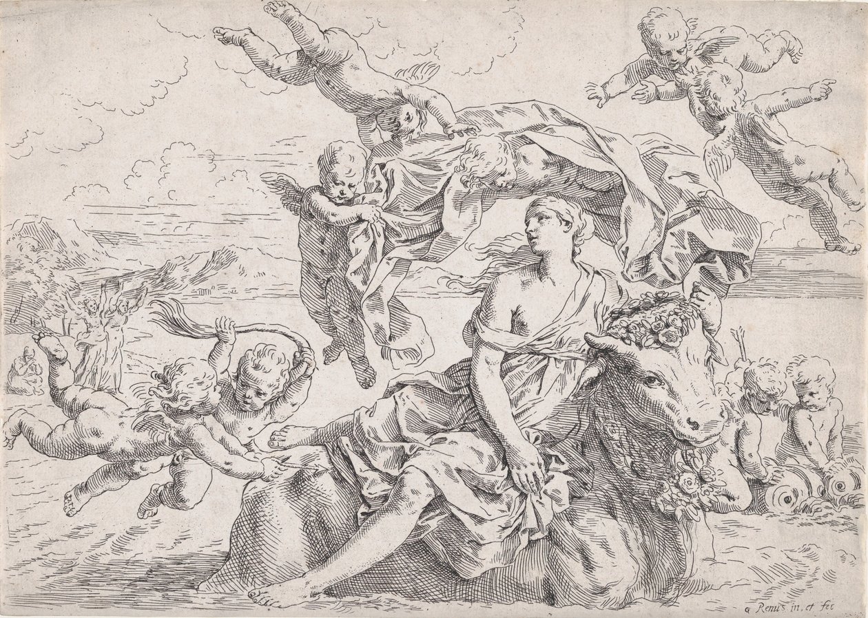 Europas voldtægt, efter Reni, ca. 1636. af Simone Cantarini