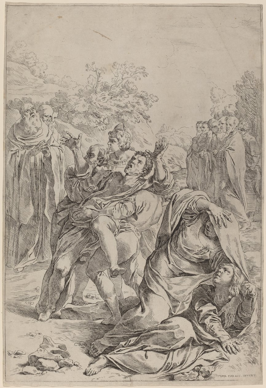 Sankt Benedikt helbreder de besatte af Simone Cantarini after Lodovico Carracci
