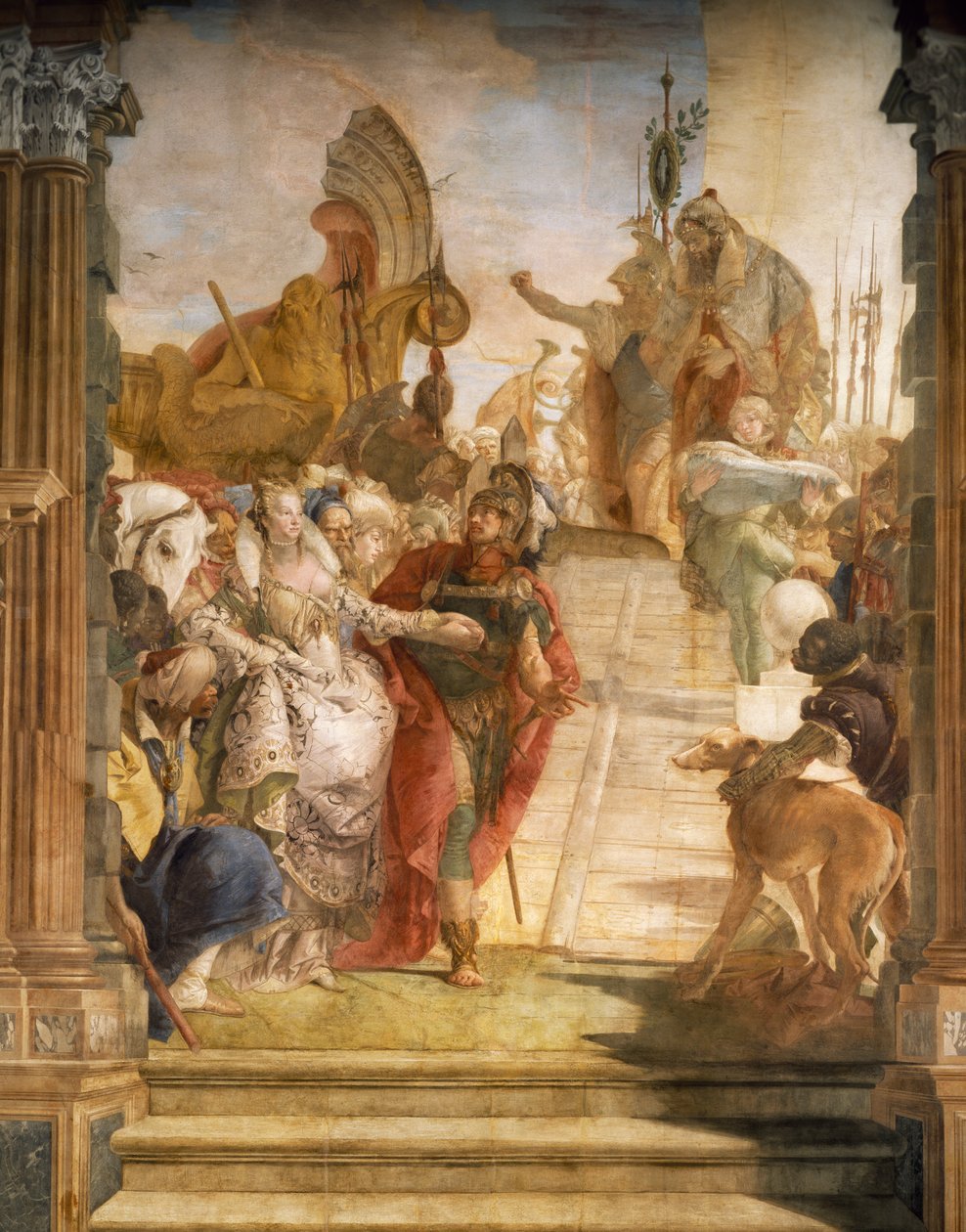 Mødet mellem Marc Antony og Cleopatra, detaljer af Simone II Baschenis