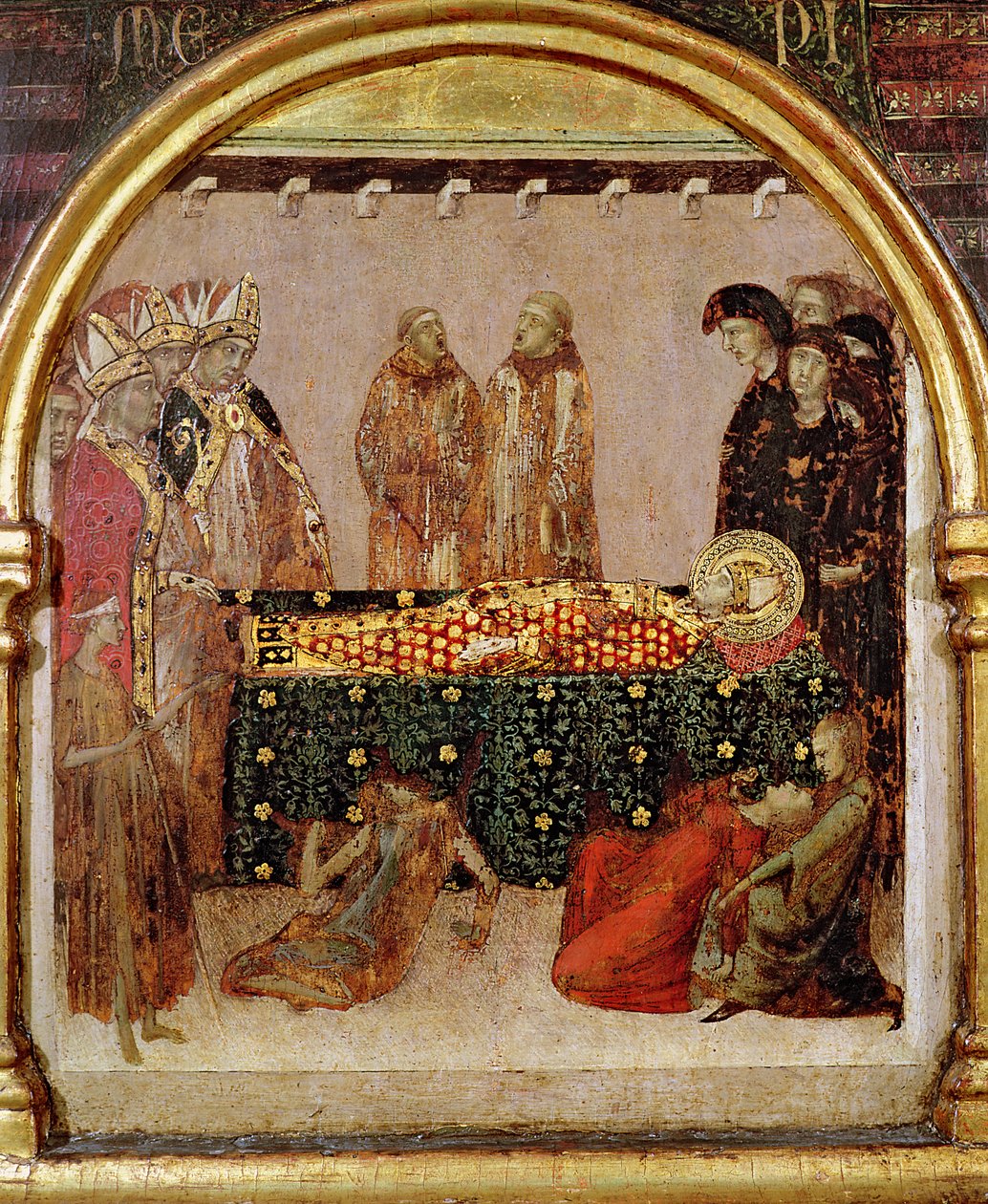 Helbredelse af syge på dagen for døden af St. Louis af Toulouse (1274-97) predella panel fra alteret i St. Louis af Toulouse, 1317 (tempera på panel) af Simone Martini