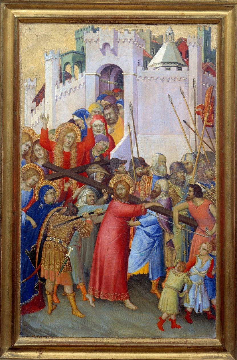 Le portement de croix Maleri på træ af Simone Martini (ca. 1284-1344) Dim. 0,3x0,2 m - Korsbæringen. Maleri på træ af Simone Martini (ca. 1284-1344). 0,3 x 0,2 m. Louvre-museet, Paris af Simone Martini
