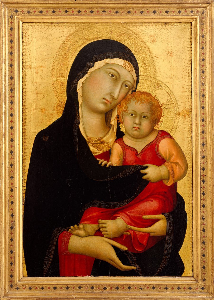 Madonna og barn, ca. 1326 (tempera på træ, guldmalet) af Simone Martini