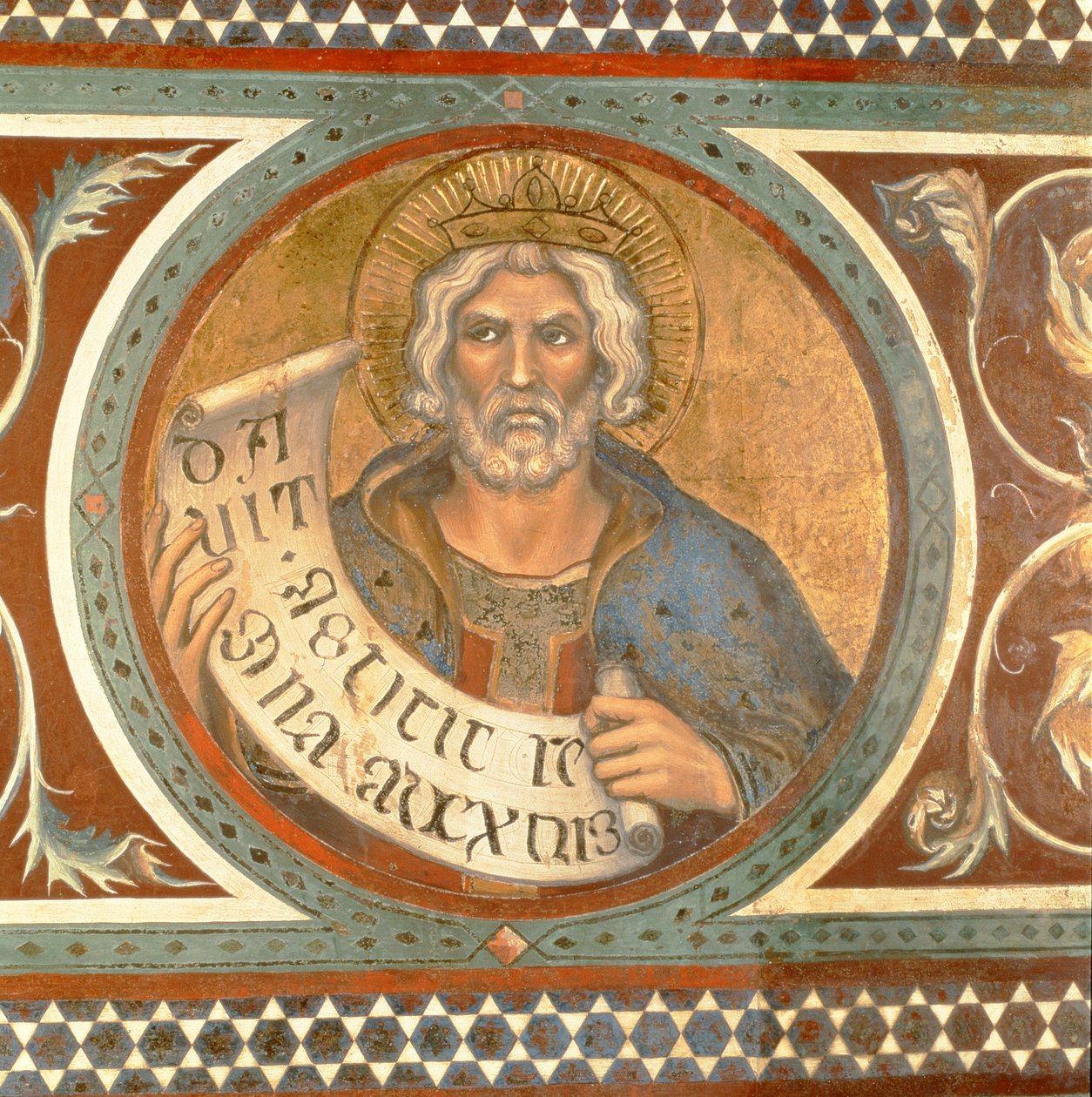 Maesta: David, detalje fra rammen af Simone Martini
