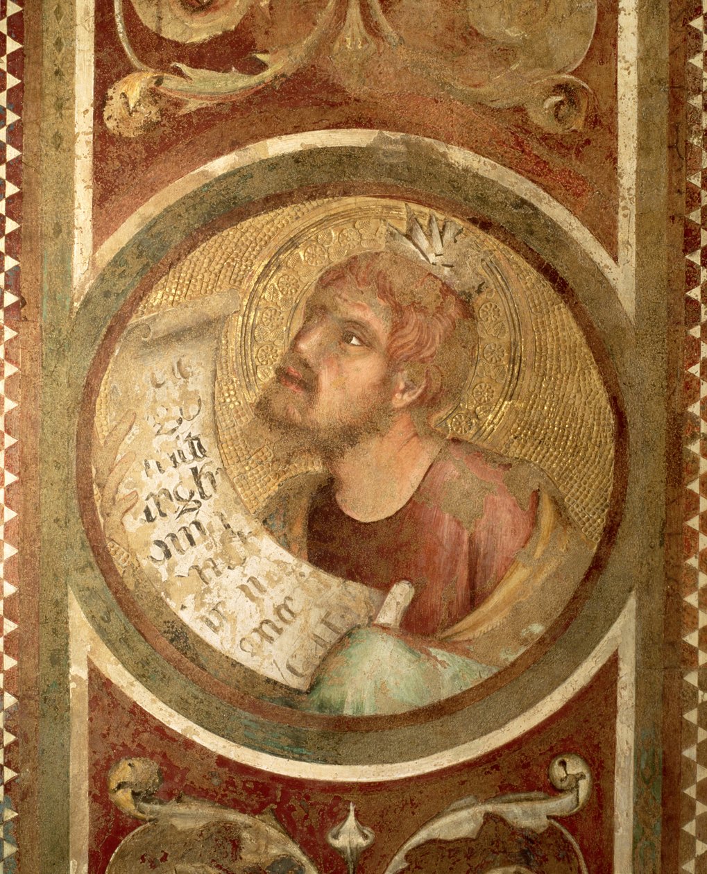 Maesta: Malachi, detalje fra rammen af Simone Martini