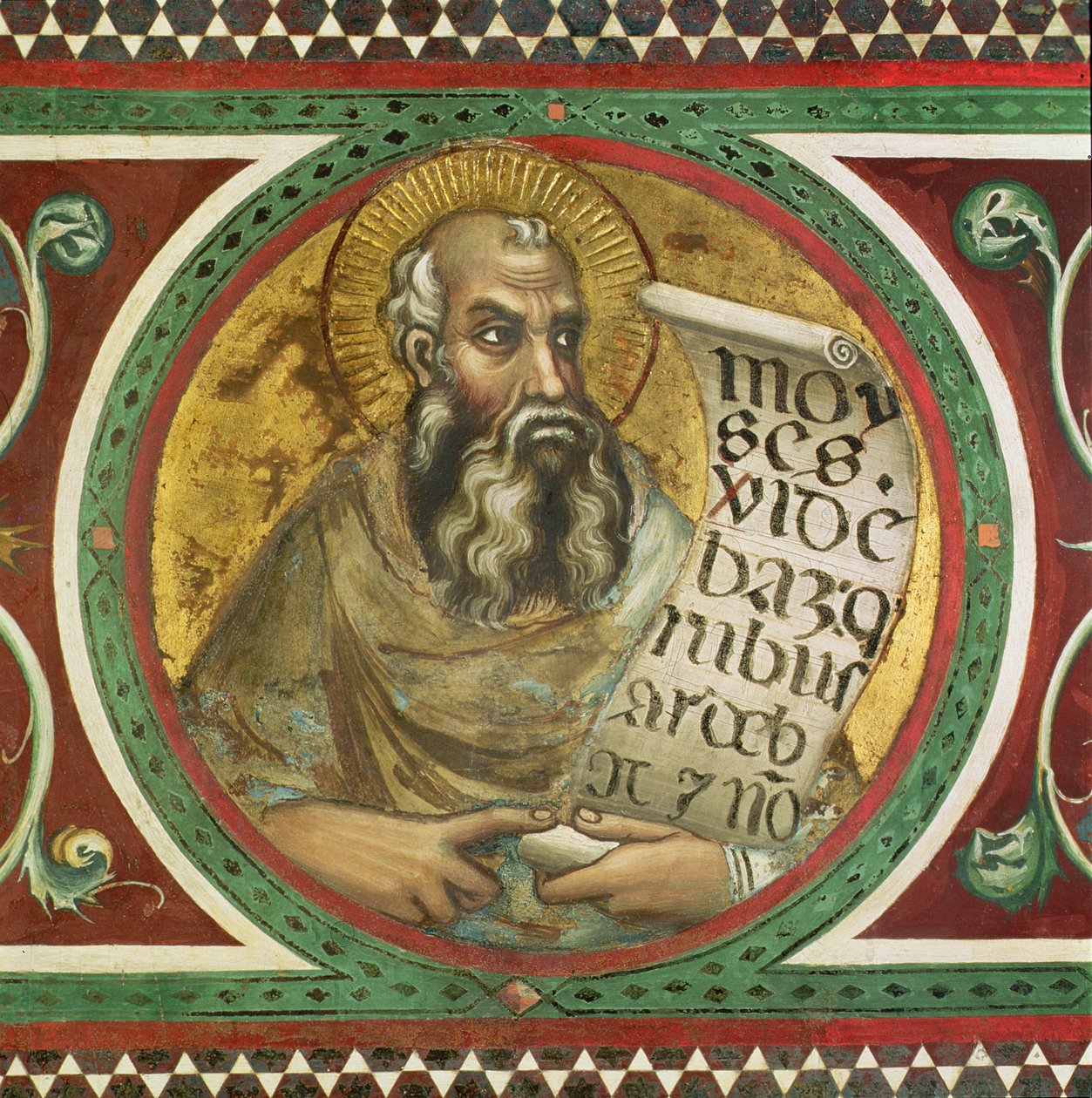 Maesta: Moses, detalje fra rammen af Simone Martini
