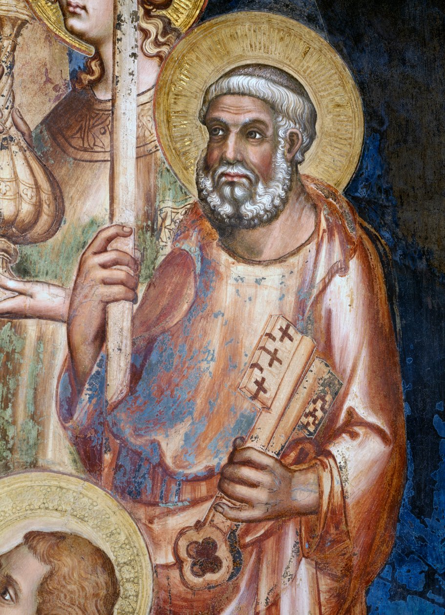 Maesta, detalje af St. Peter, 1315 fresco af Simone Martini