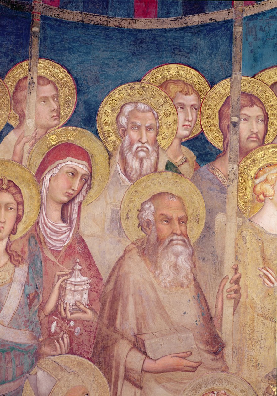 Maesta, detalje af helgener, fresko fra 1315 af Simone Martini