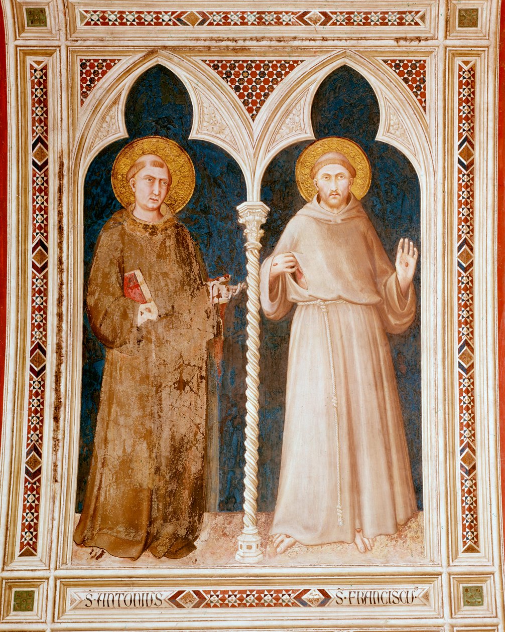 Sankt Antonius af Padova og Sankt Frans af Assisi Fresco af Simone Martini (ca. 1284-1344) Dim 215x185 cm Assisi, Basilica di San Francesco, Nedre kirke Italien af Simone Martini