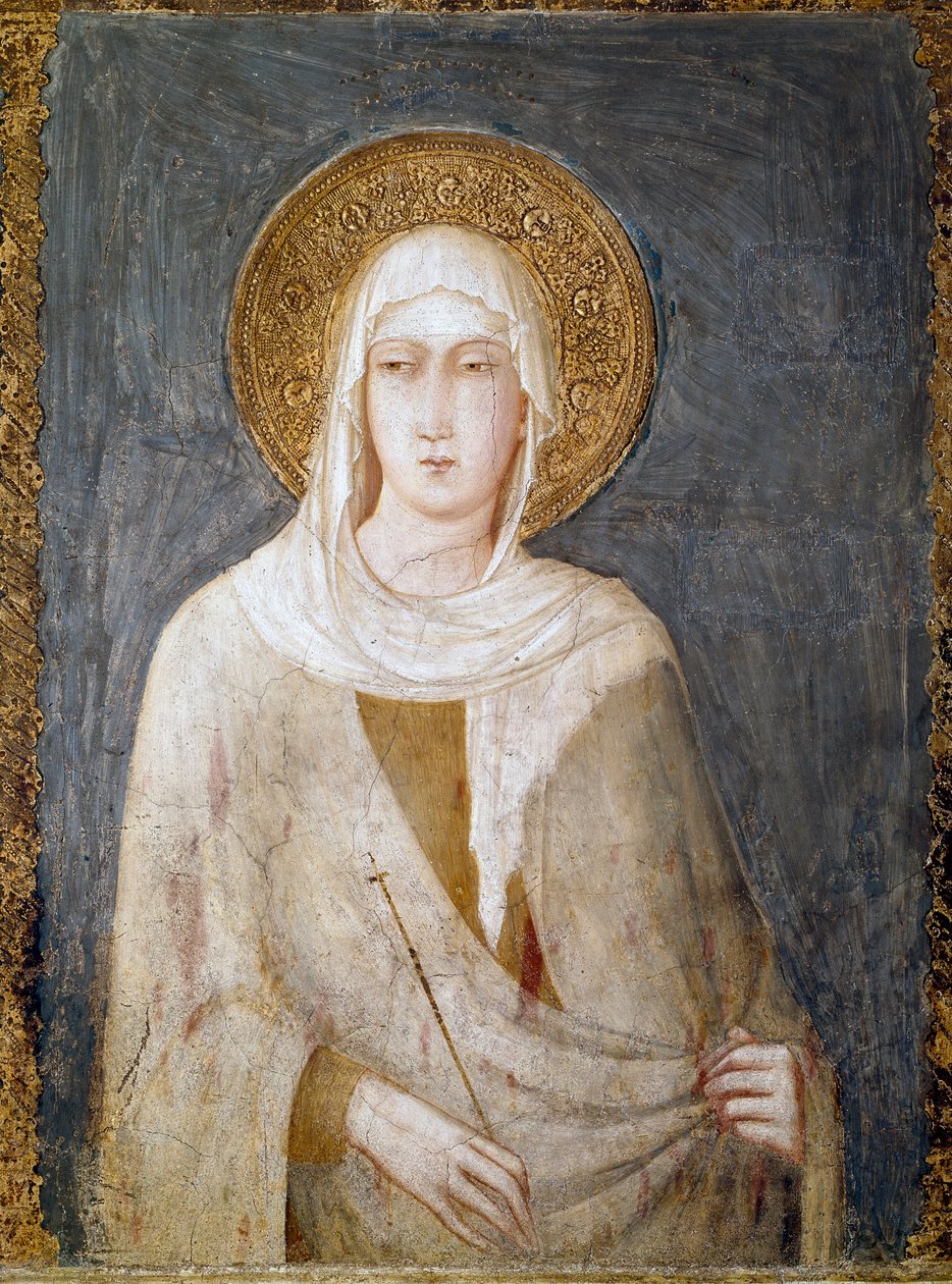 Sankt Margarita af Antiochia (tidligere kendt som St. Clair) Fresco af Simone Martini Dim. 120 cm. Omkring 1322. Assisi (Assisi), nedre basilika San Francesco (Saint Francois), højre tværarm. Italien ©Luisa Ricciarini/Leemage af Simone Martini