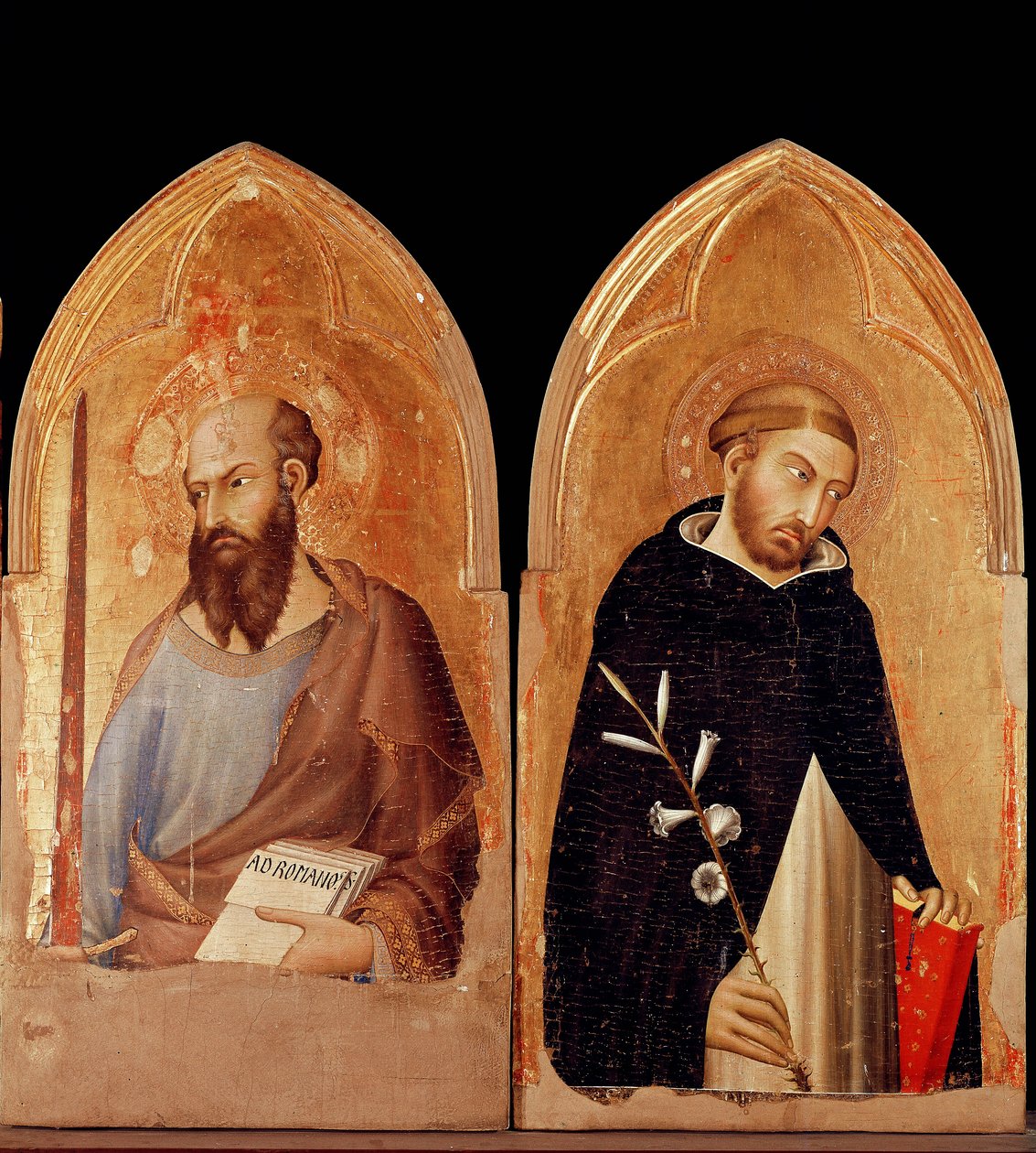 Saint Paul og Saint Dominic. Polyptykon af Orvieto (tempera og guld på panel af Simone Martini
