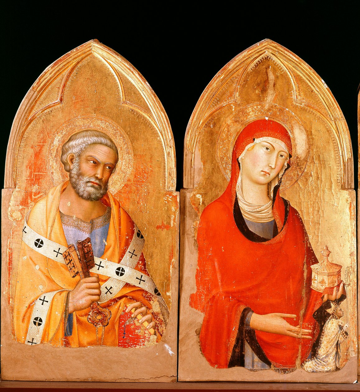 Sankt Peter og Sankt Maria Magdalena. Polyptykon af Orvieto (tempera og guld på panel af Simone Martini