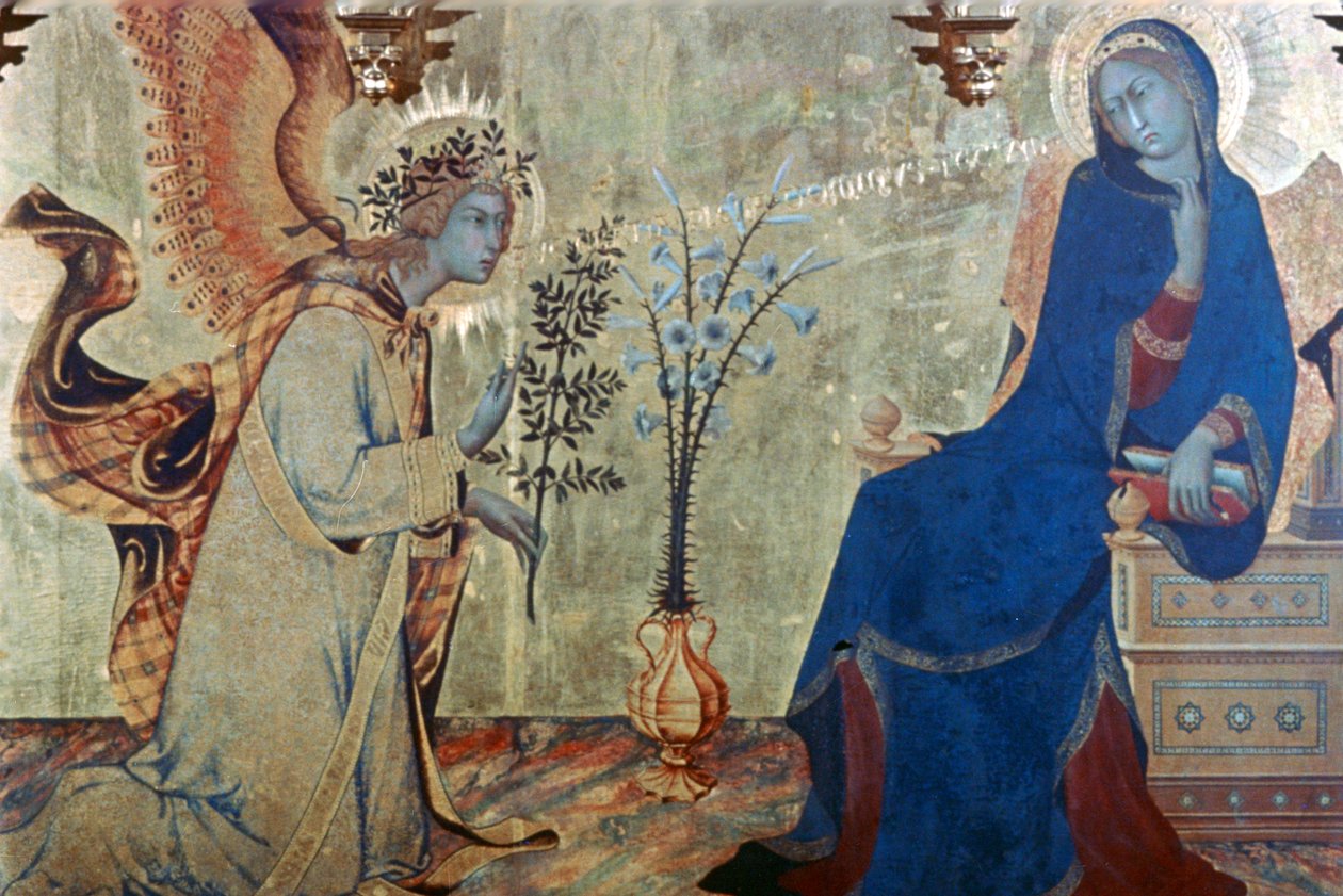 Bebudelsen og de to hellige, detalje, 1333 af Simone Martini
