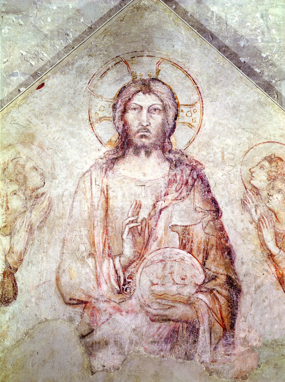 Tympanum forestillende Frelserens Velsignelse, 1341 (detalje) (se også 195591) af Simone Martini