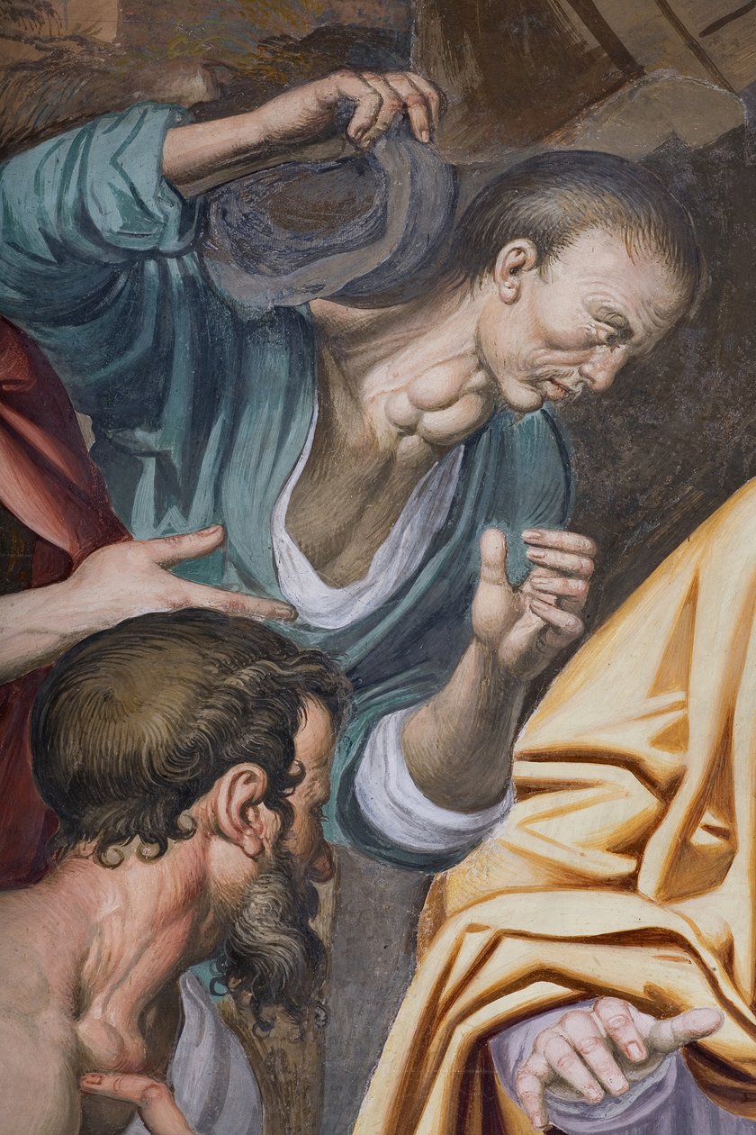 Tilbedelse af hyrderne, 1578-82 (detalje af 3497111) af Simone Veneziano Peterzano