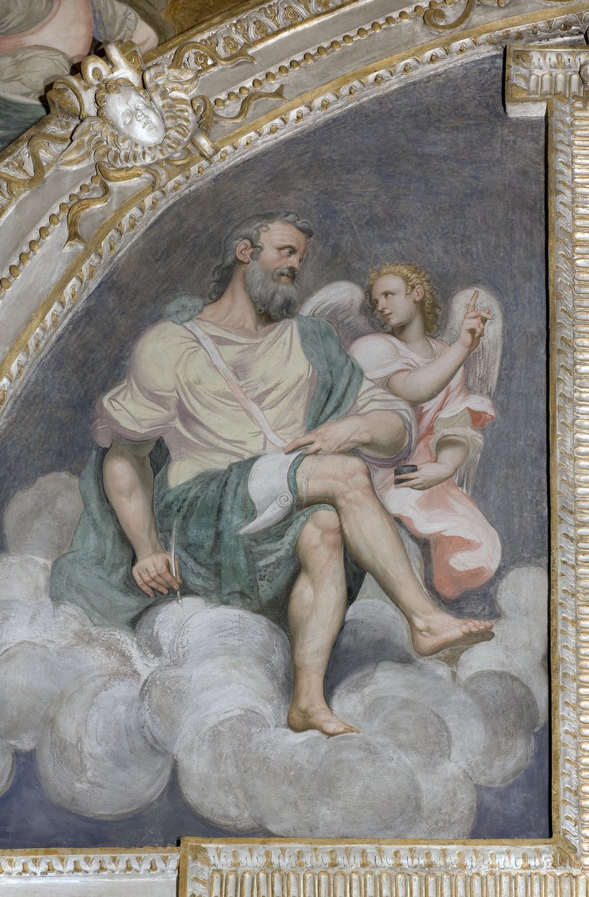Sant Matthew og englen, Lunette, Præsbyteriet, 1578-82 af Simone Veneziano Peterzano