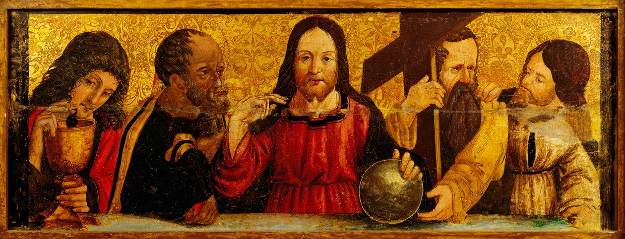 Sidste nadver, detalje fra predellaen på et polyptykon af Simone da Firenze, maleri på træ, Sankt Peter og Pauls Kirke, San Chirico Raparo, Potenza, Italien. af Simone da Firenze
