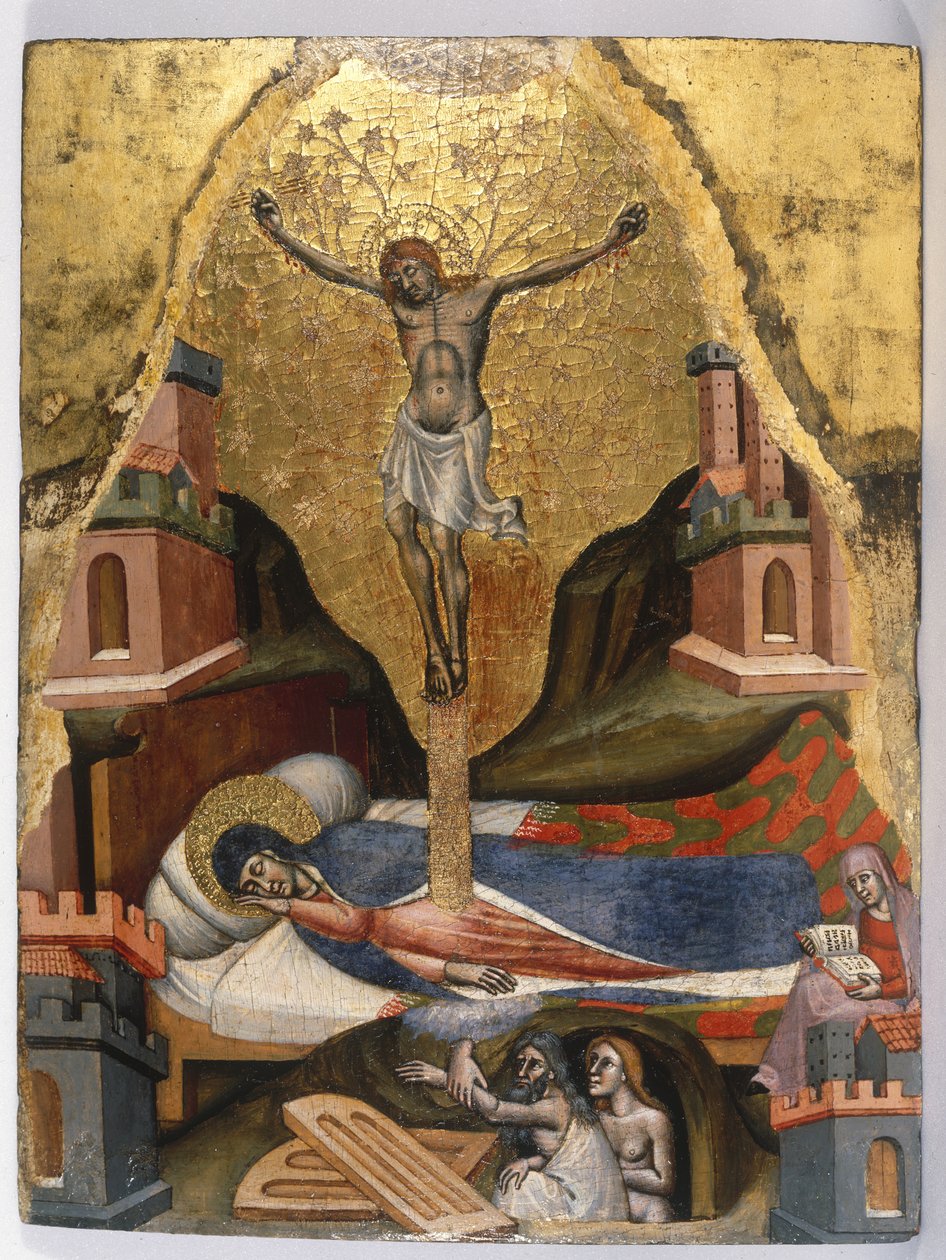 The Dream of the Virgin, ca. 1365-80 (ægtempera & forgyldning på blødt træpanel) af Simone dei Crocifissi