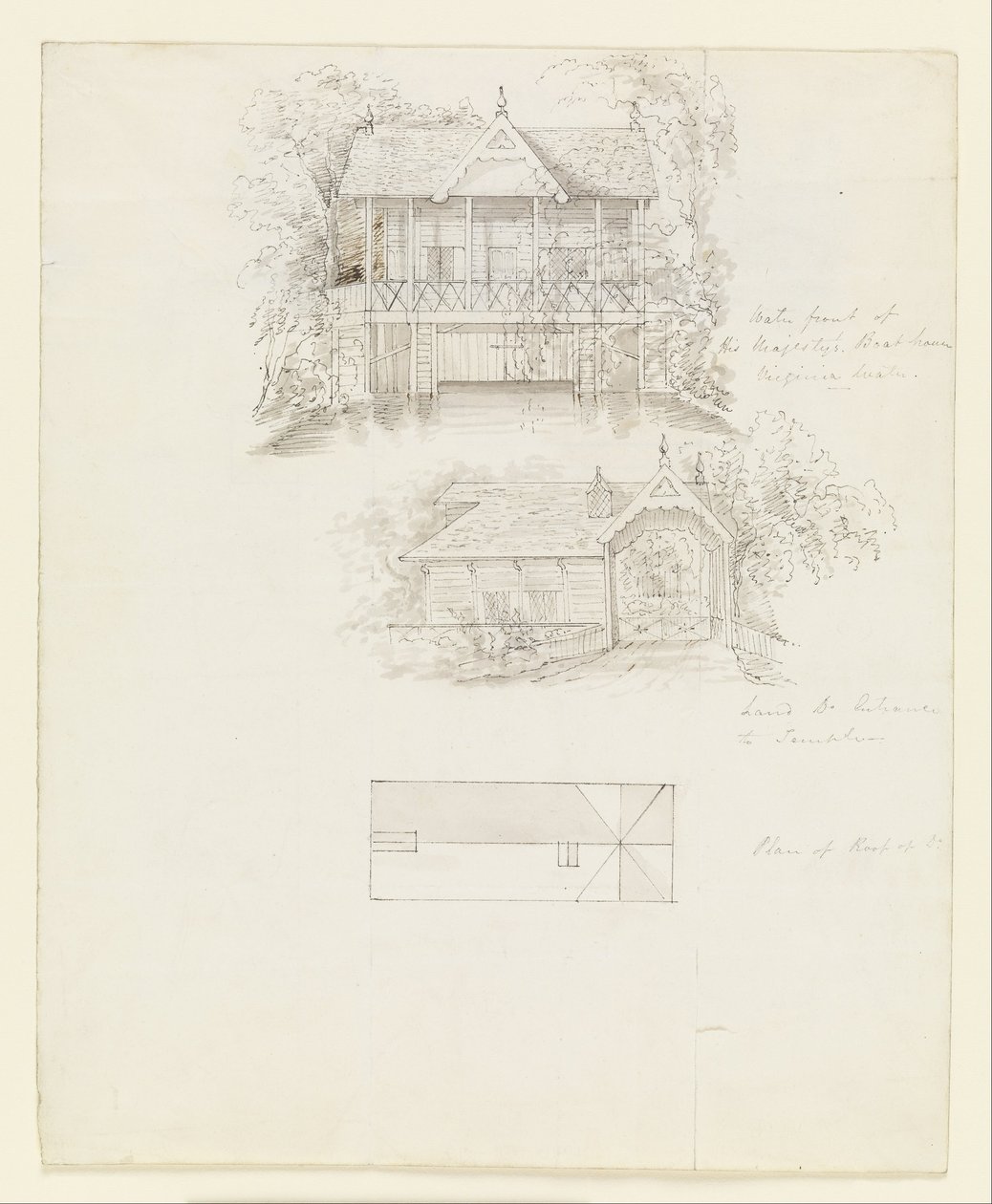 Boat House, Virginia Water; Verso- Scullery, Virginia Water af Sir Jeffry Wyatville