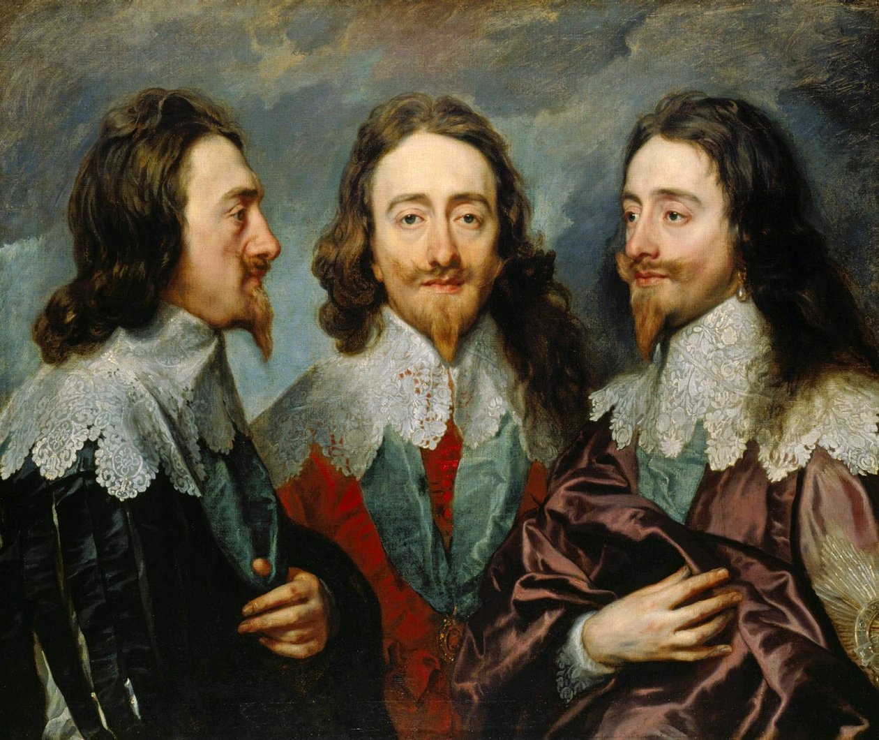 Charles I, konge af England 1600-1649, fra Three Angles The Triple Portrait, 1636. af Sir Anthony van Dyck