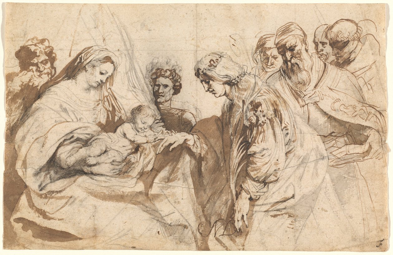 Sankt Catherines mystiske ægteskab af Sir Anthony van Dyck