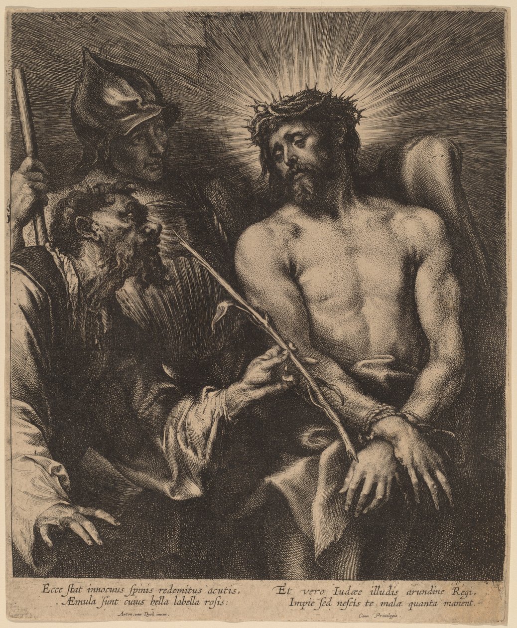 Kristus kronet med torner af Sir Anthony van Dyck and Lucas Emil Vorsterman