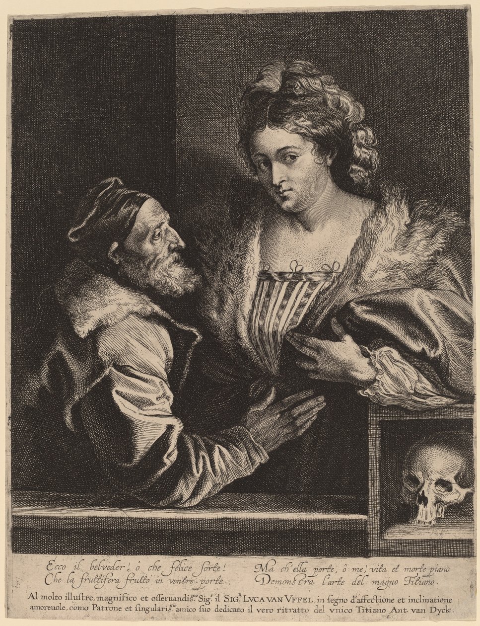 Tizian og hans elskerinde af Sir Anthony van Dyck and Lucas Emil Vorsterman after Titian