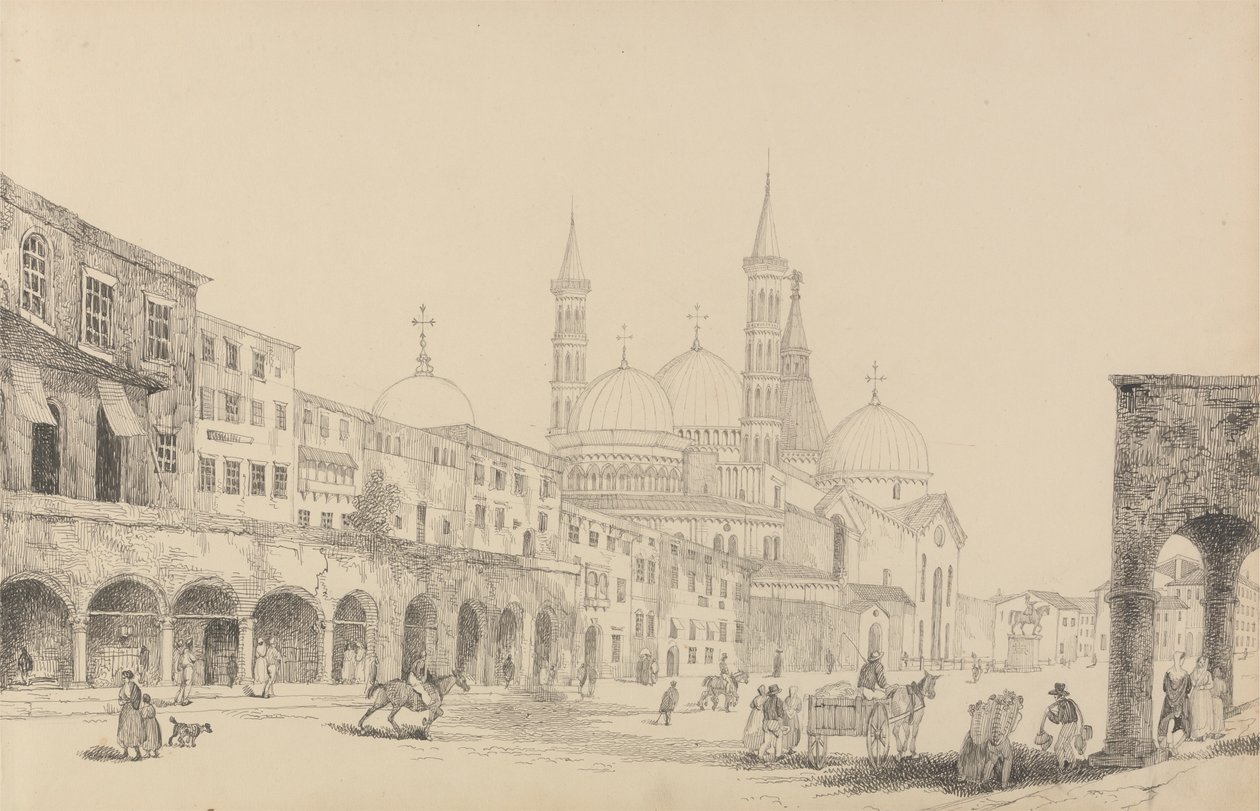 Album med 30 udsigter i Tyrol og Italien: Saint Antonio Church - Padua 3.r. nov. 1840 af Sir Charles D
