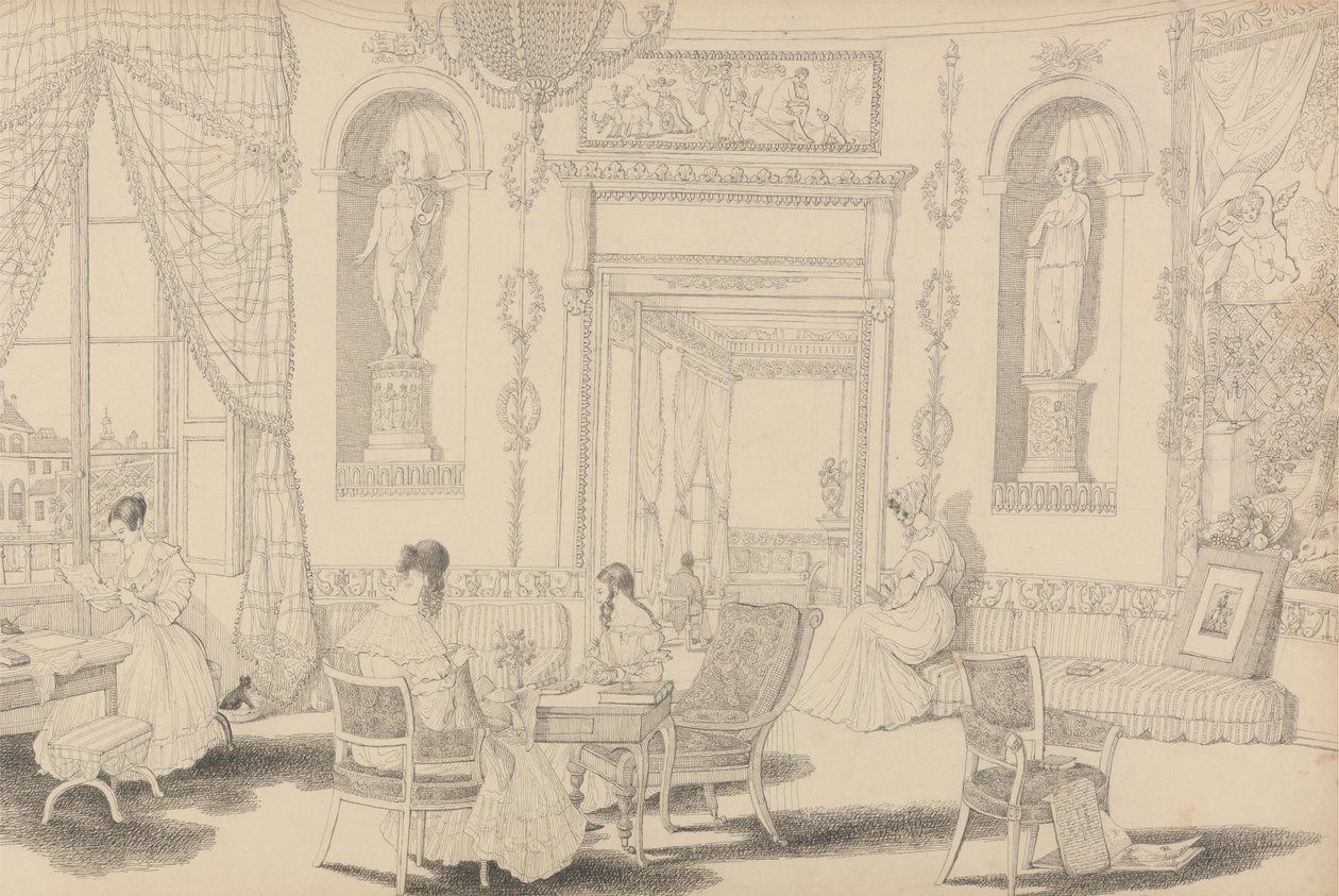 Album med 30 visninger i Tyrol og Italien: Circular Boudoir i Casino Pecori 10. oktober 1841 af Sir Charles D