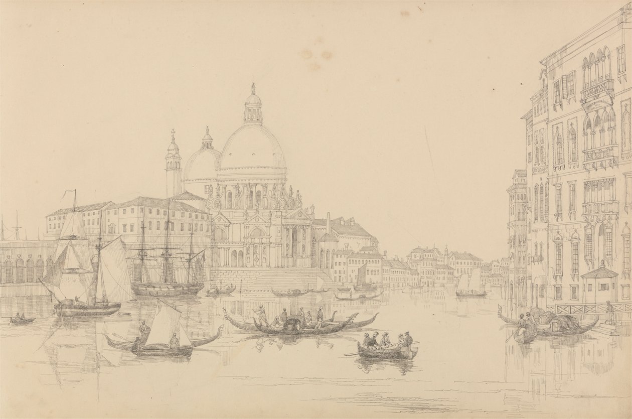 Album med 30 udsigter i Tyrol og Italien: Kirken St. Maria della Salute 10. nov. r 1840 af Sir Charles D