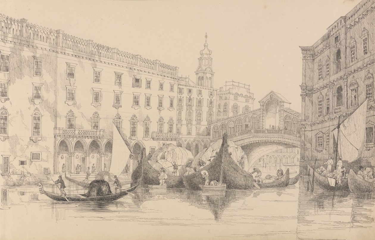 Album med 30 visninger i Tyrol og Italien: Rialto - Venedig 8. november 1840 af Sir Charles D