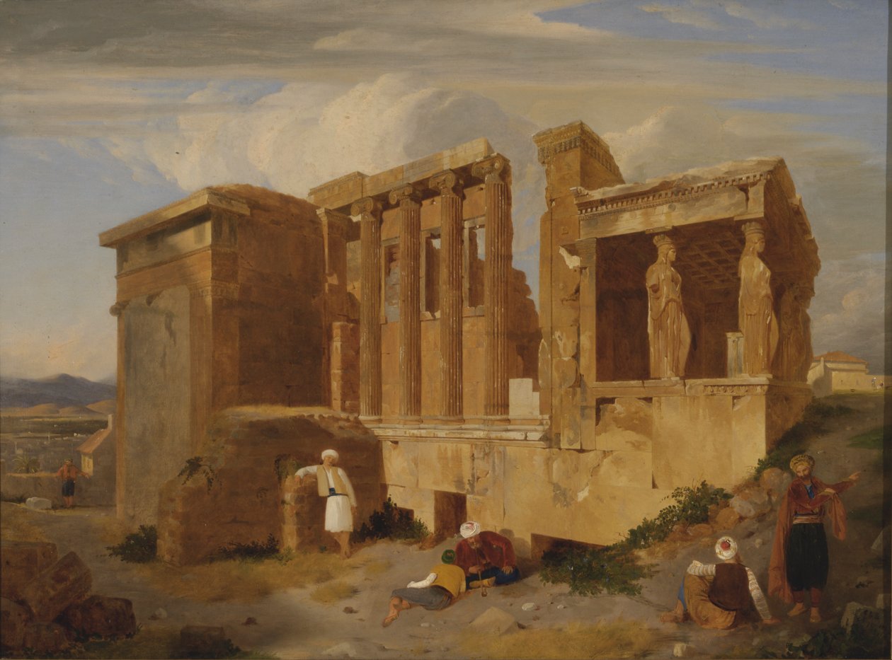 Erechtheum, Athen, med figurer i forgrunden af Sir Charles Lock Eastlake