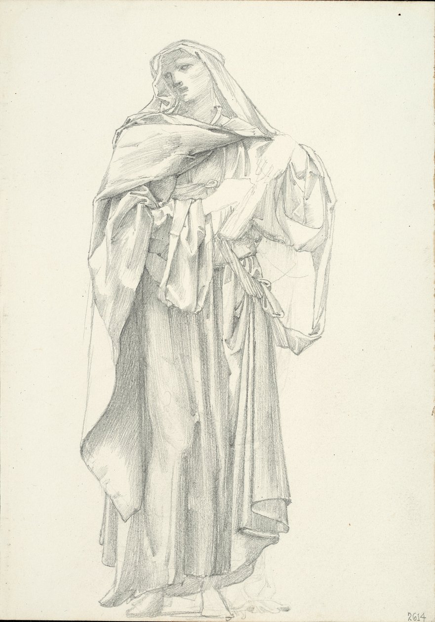 Draperet mandsfigur (skitsebog #2614) af Sir Edward Burne Jones
