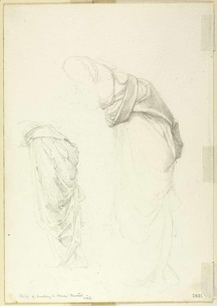 Drapery, to studier til The Mirror of Venus af Sir Edward Burne Jones