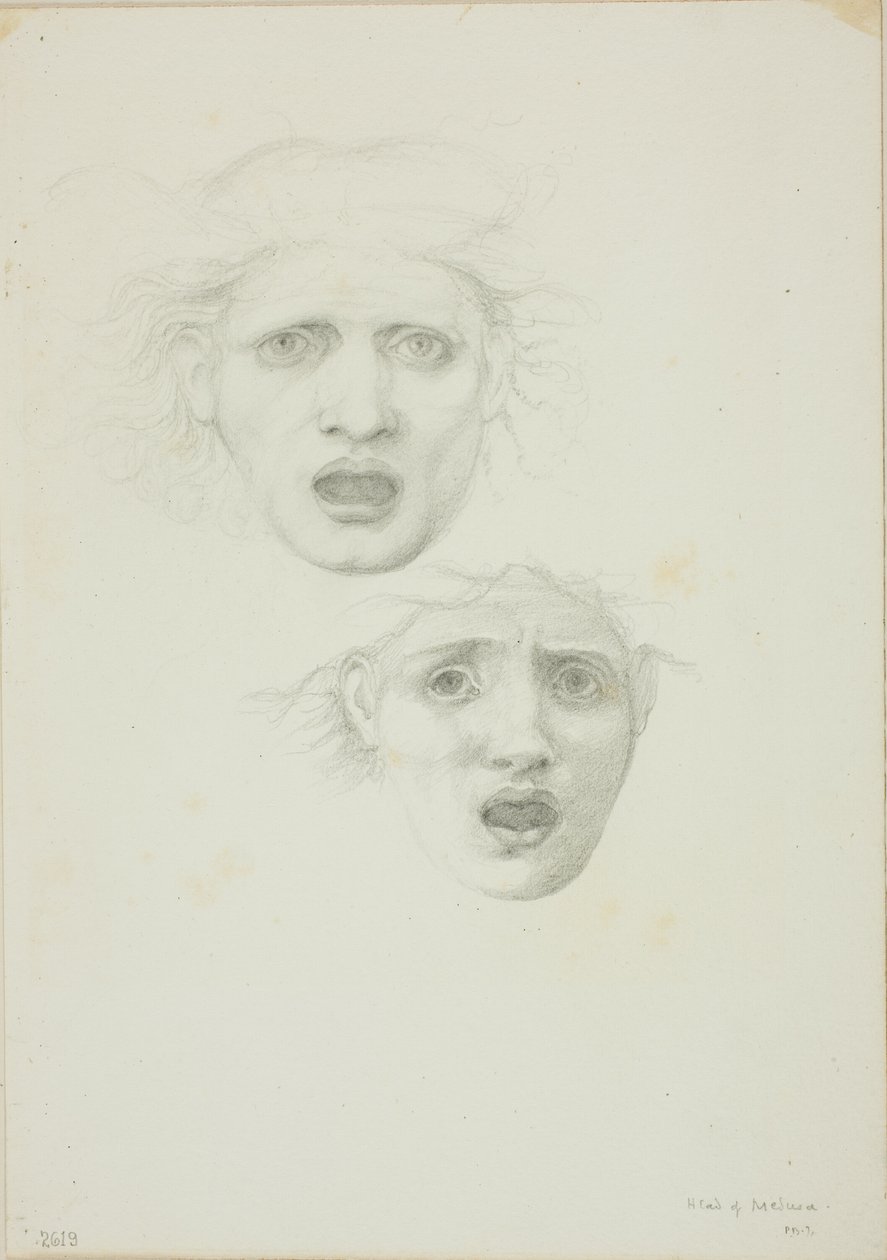 Leder af Medusa, to studier for Rondanini Medusa af Sir Edward Burne Jones