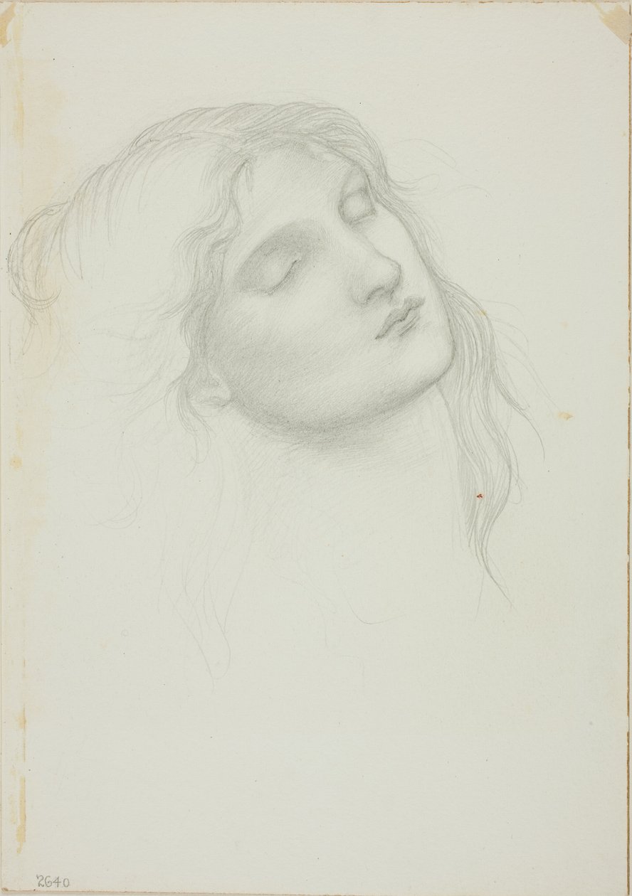 Hoved af kvinde med lukkede øjne af Sir Edward Burne Jones