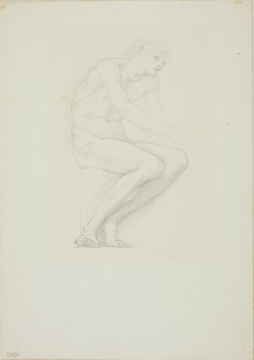 Siddende mandlig nøgen af Sir Edward Burne Jones