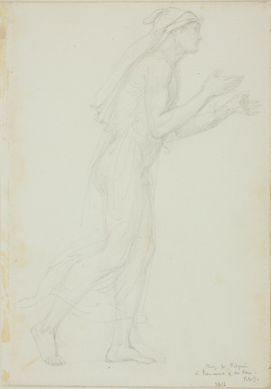Studie for Pilgrim i Romaunt of the Rose af Sir Edward Burne Jones