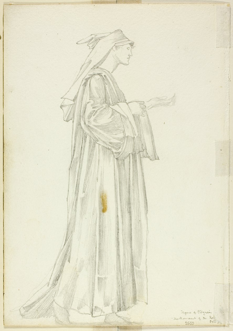 Studie af Pilgrim for Rosenromant af Sir Edward Burne Jones