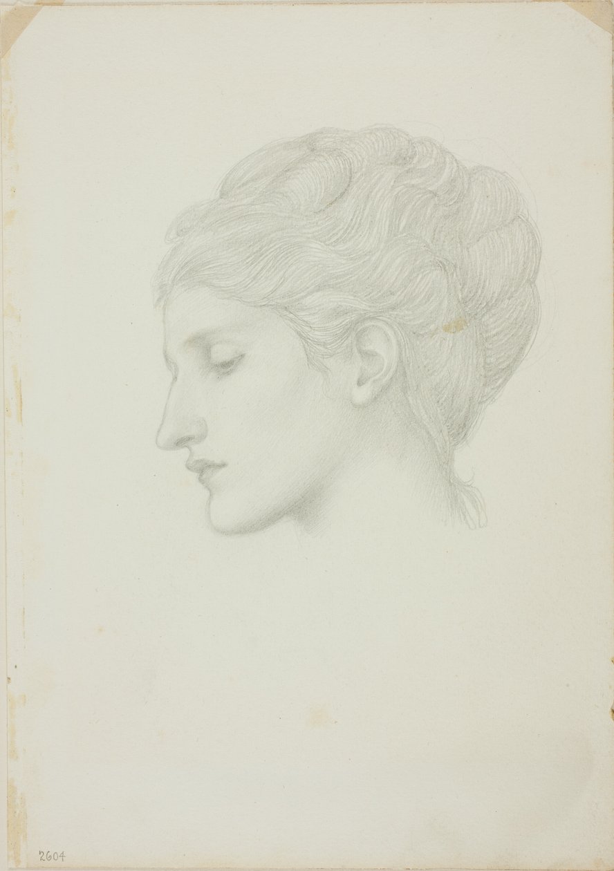 Kvindehoved i profil til venstre af Sir Edward Burne Jones
